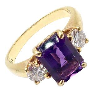 Vintage! Authentic Tiffany & Co 18k Yellow Gold Diamond Amethyst Cocktail Ring